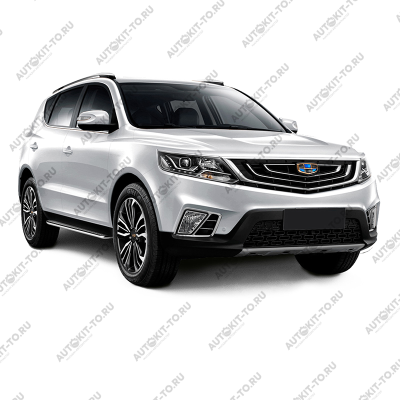 Пороги алюминиевые с нержавеющей площадкой для Geely Emgrand X7 2019+