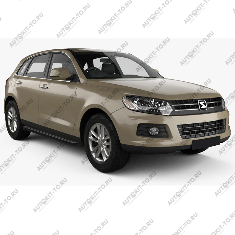 Пороги алюминиевые черные для Zotye T600 2014+